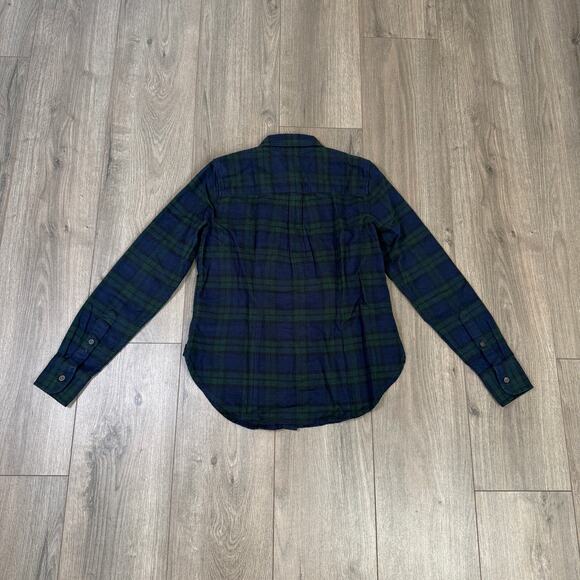 J.Crew Embellished Button-up Shirt SZ 00 Blue Green Tartan Brushed Cotton Oxford - Picture 7 of 8